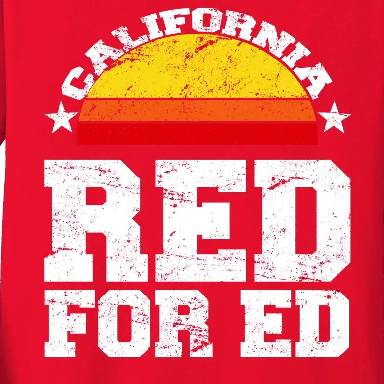 Red For Ed California Sunset Disstressed Kids Long Sleeve Shirt