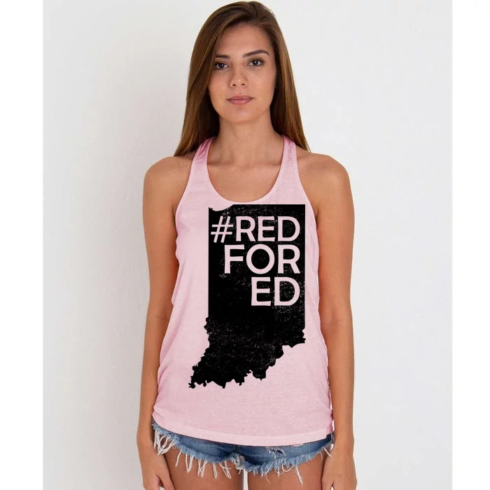 Red For Ed Indiana Women's Knotted Racerback Tank