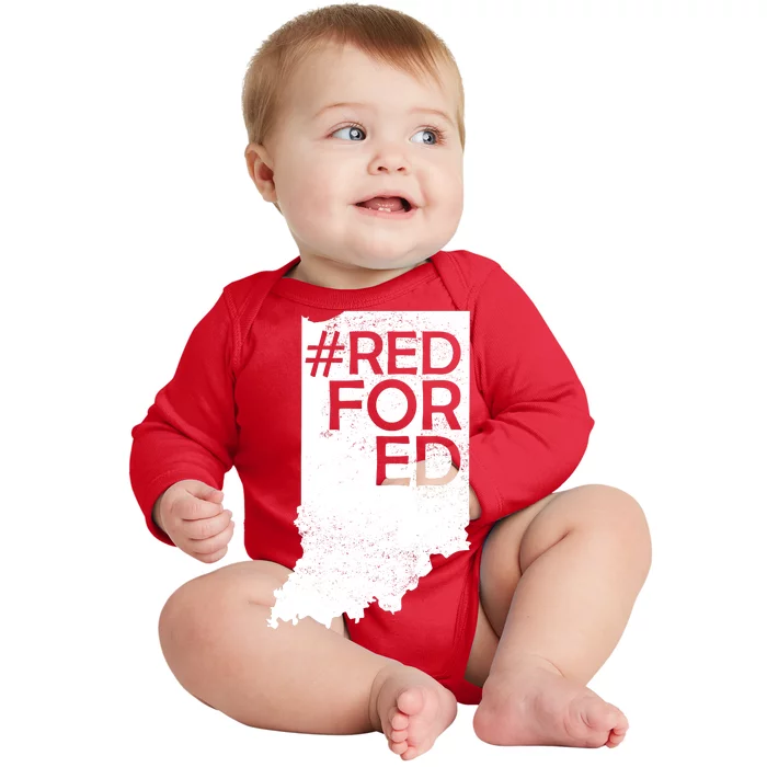 Red For Ed Indiana Baby Long Sleeve Bodysuit