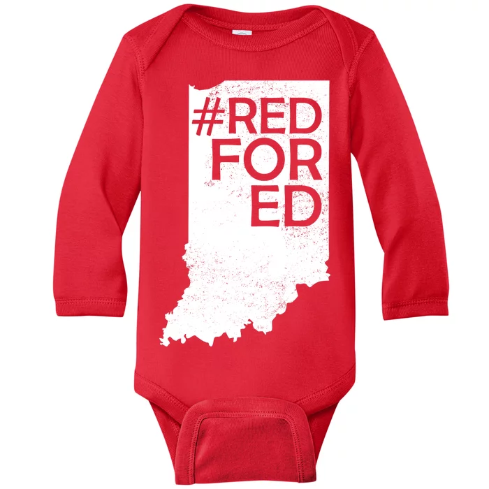 Red For Ed Indiana Baby Long Sleeve Bodysuit