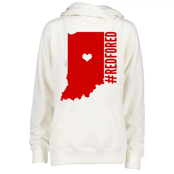 RED For ED Indiana Education Womens Funnel Neck Pullover Hood