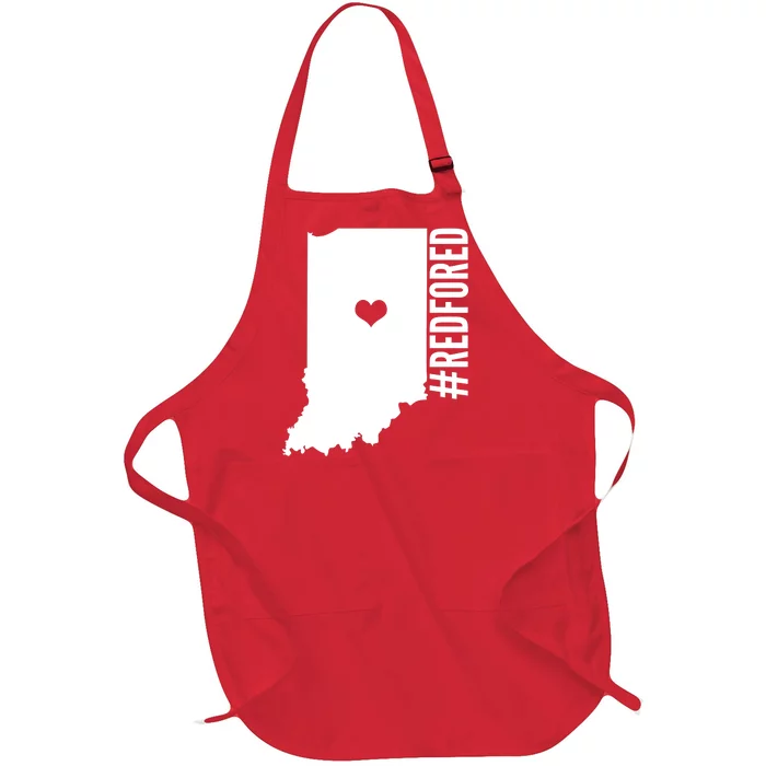 RED For ED Indiana Education Full-Length Apron With Pocket