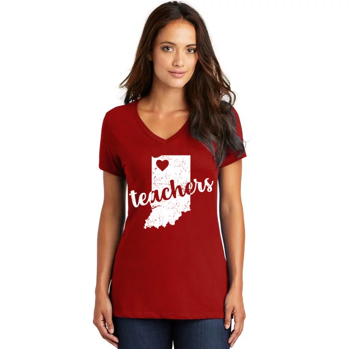 Red For Ed Indiana Teachers Women's V-Neck T-Shirt