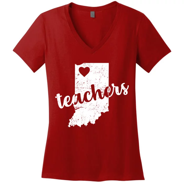 Red For Ed Indiana Teachers Women's V-Neck T-Shirt