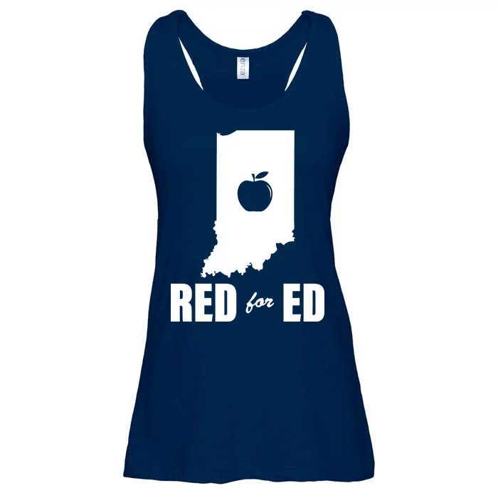 Red For Ed Indiana Teachers Apple Ladies Essential Flowy Tank