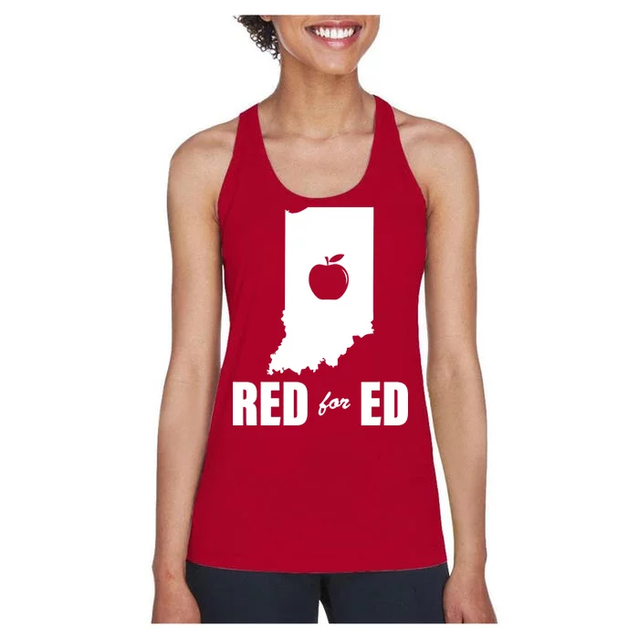 Red For Ed Indiana Teachers Apple Women's Racerback Tank