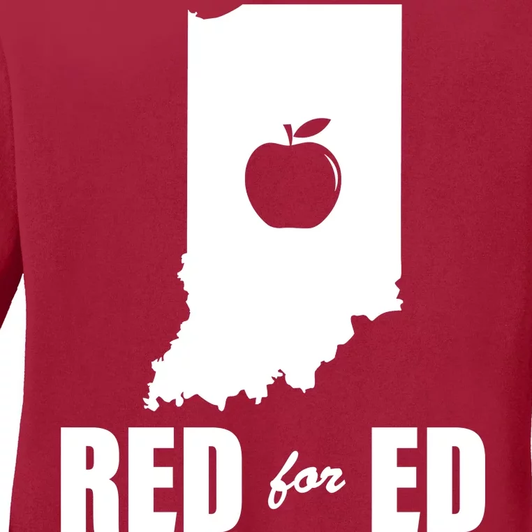 Red For Ed Indiana Teachers Apple Ladies Long Sleeve Shirt