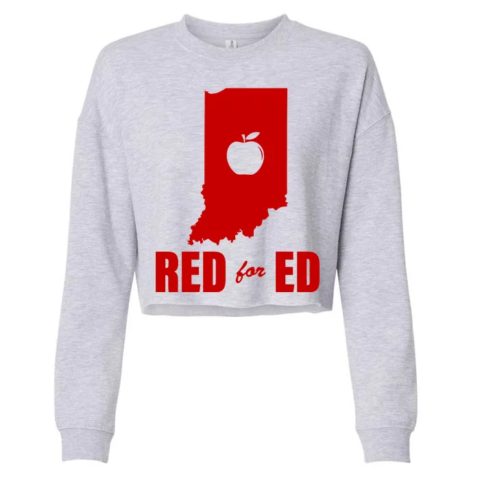 Red For Ed Indiana Teachers Apple Cropped Pullover Crew