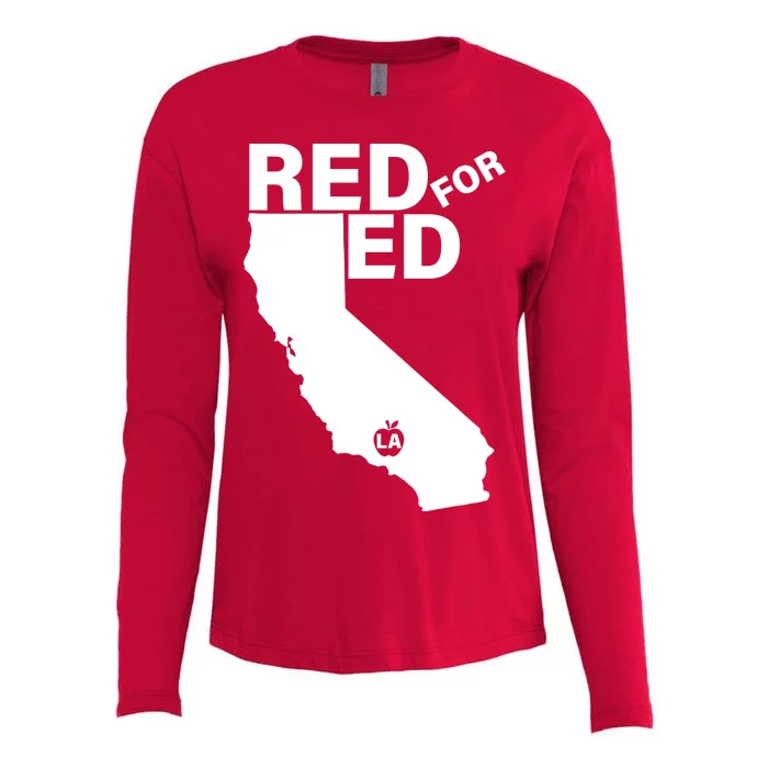 Red For Ed LA California Womens Cotton Relaxed Long Sleeve T-Shirt