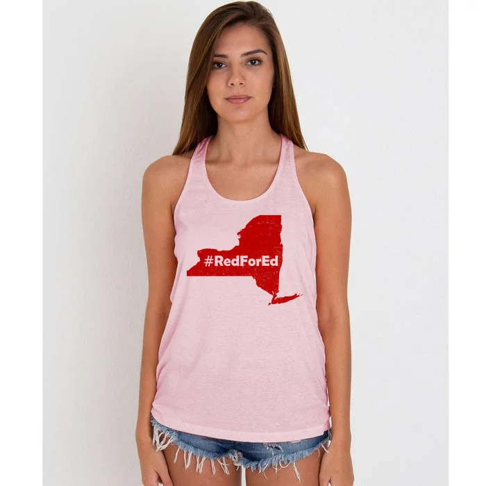 Red For Ed New York Women's Knotted Racerback Tank