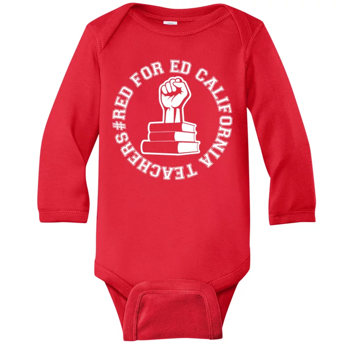 Red For Ed Resist Fist California Teachers Baby Long Sleeve Bodysuit