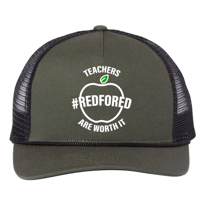 Red For Ed Teachers Are Worth It Retro Rope Trucker Hat Cap