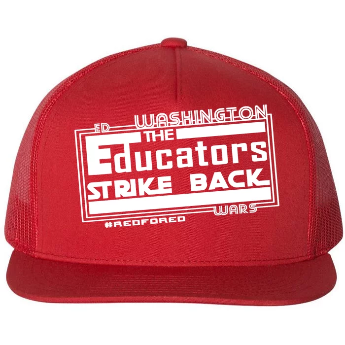 Red For Ed Washington Educators Strike Back Flat Bill Trucker Hat