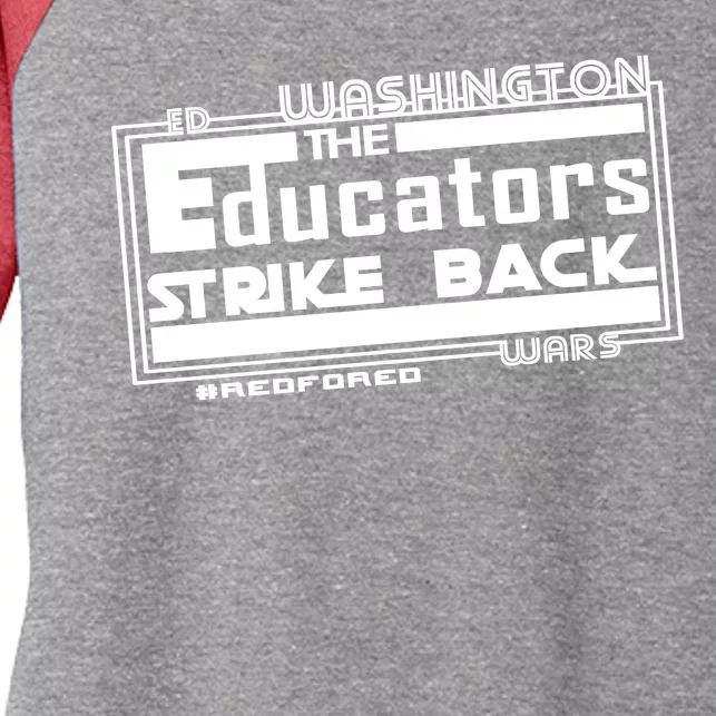 Red For Ed Washington Educators Strike Back Women's Tri-Blend 3/4-Sleeve Raglan Shirt