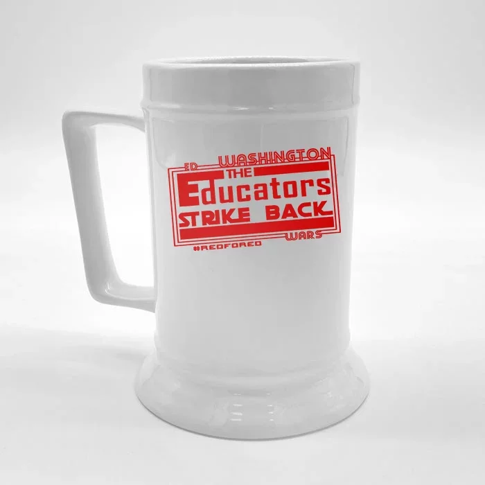 Red For Ed Washington Educators Strike Back Front & Back Beer Stein