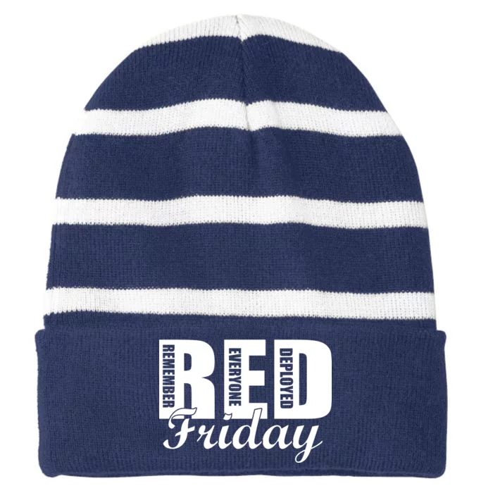 Red Friday Striped Beanie with Solid Band