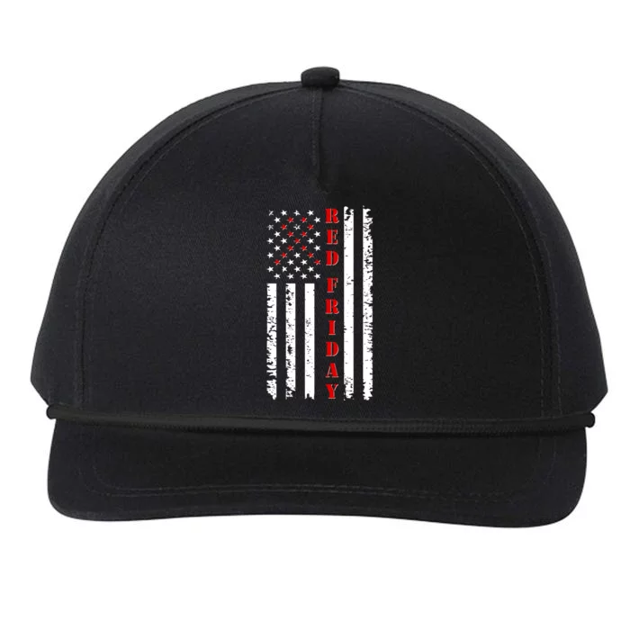 Red Friday Distressed Ribbon US Flag Support Veterans Snapback Five-Panel Rope Hat