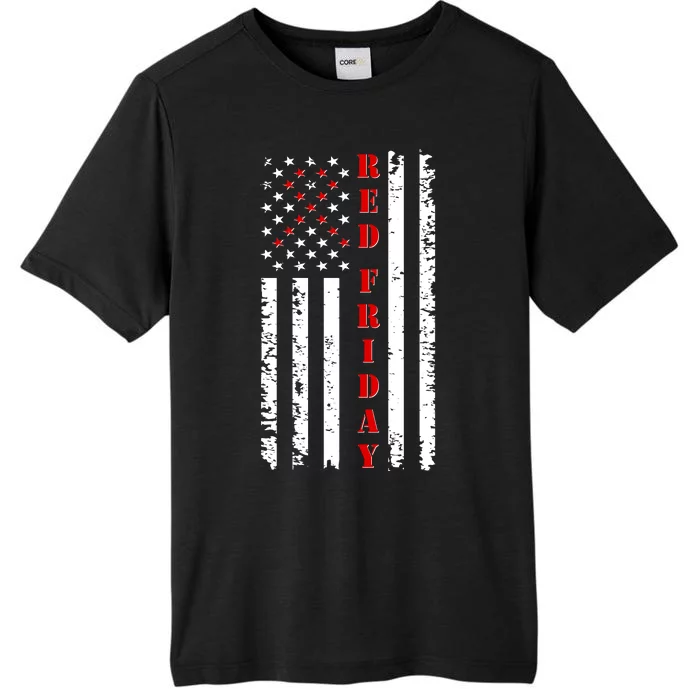 Red Friday Distressed Ribbon US Flag Support Veterans ChromaSoft Performance T-Shirt