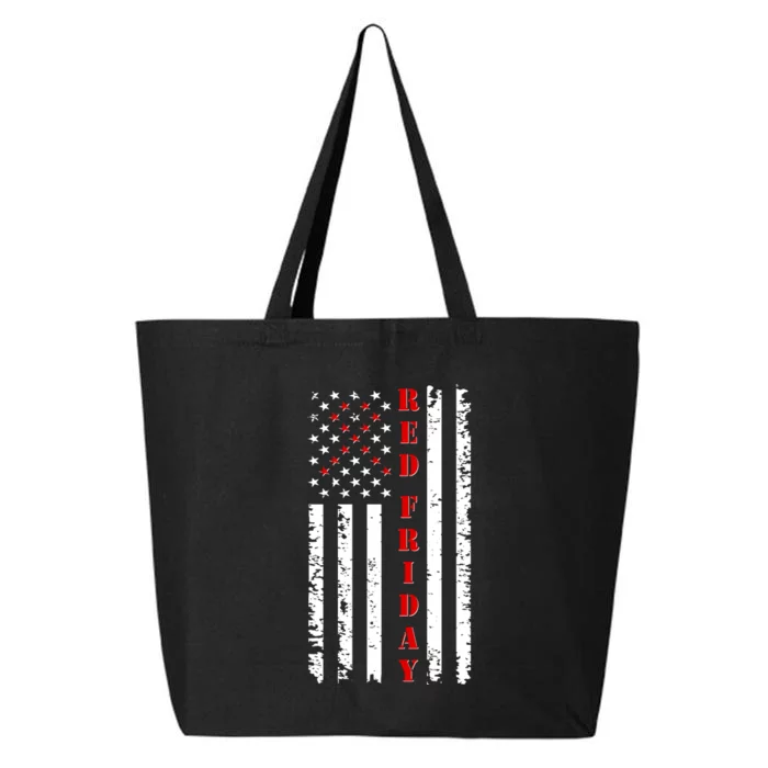 Red Friday Distressed Ribbon US Flag Support Veterans 25L Jumbo Tote