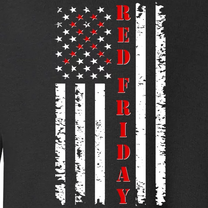 Red Friday Distressed Ribbon US Flag Support Veterans Toddler Sweatshirt