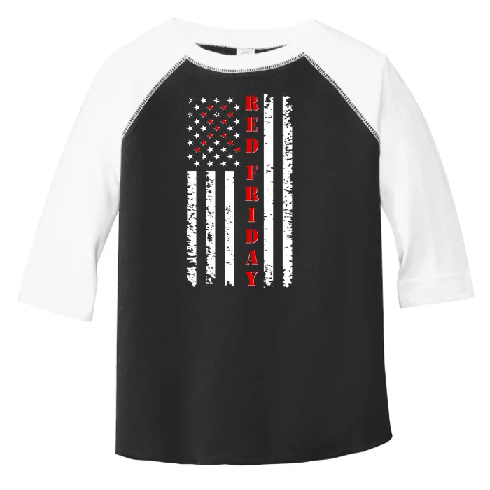 Red Friday Distressed Ribbon US Flag Support Veterans Toddler Fine Jersey T-Shirt