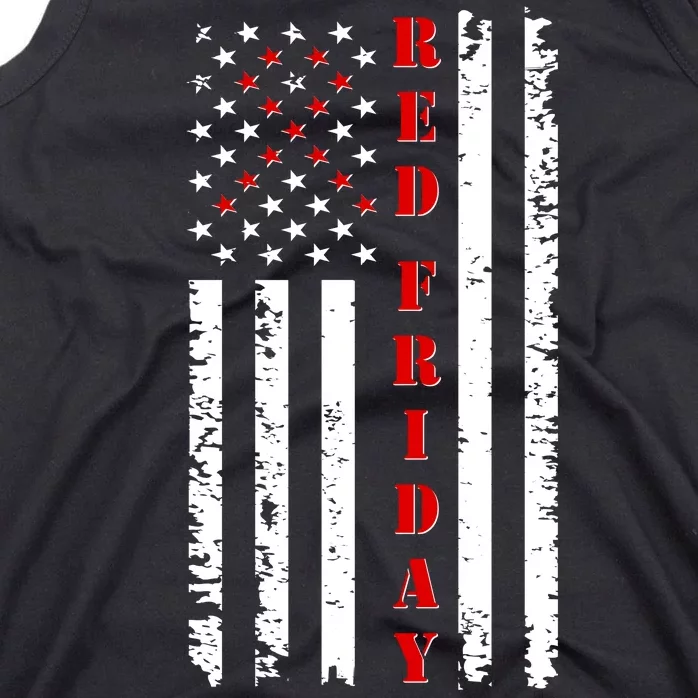 Red Friday Distressed Ribbon US Flag Support Veterans Tank Top