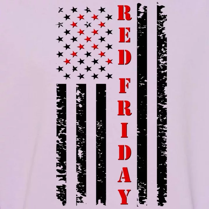 Red Friday Distressed Ribbon US Flag Support Veterans Garment-Dyed Sweatshirt