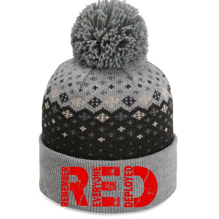 Red Friday Remember Everyone Deployed The Baniff Cuffed Pom Beanie