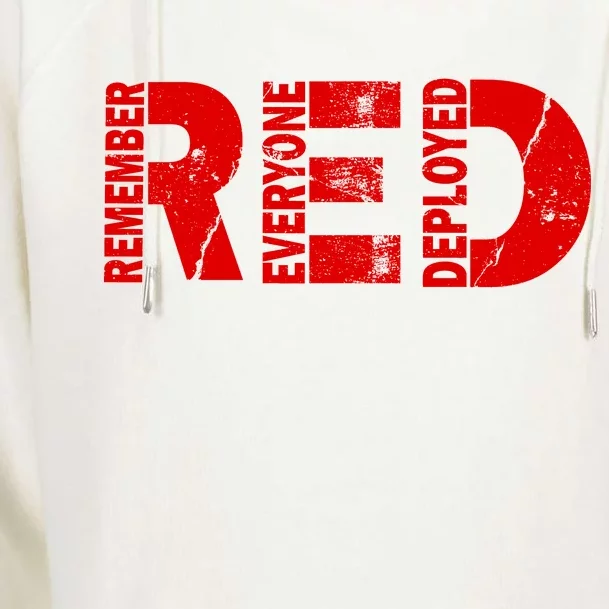 Red Friday Remember Everyone Deployed Womens Funnel Neck Pullover Hood