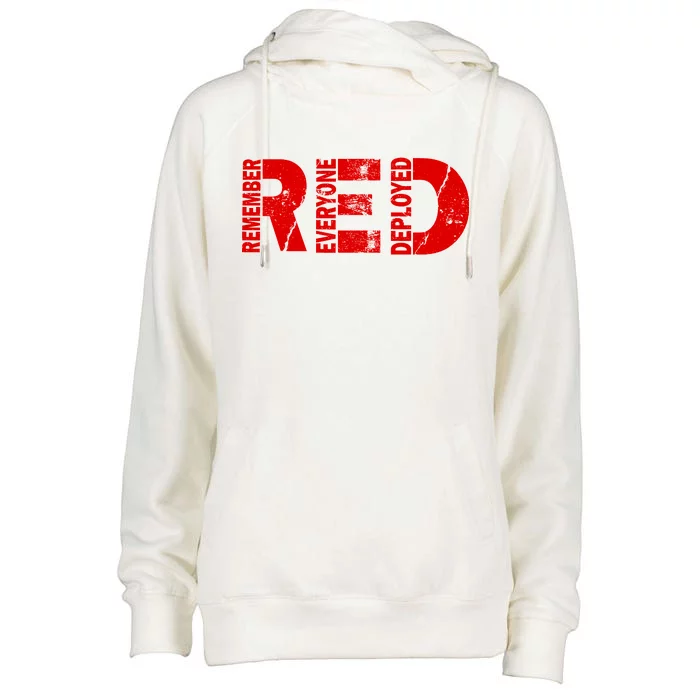 Red Friday Remember Everyone Deployed Womens Funnel Neck Pullover Hood