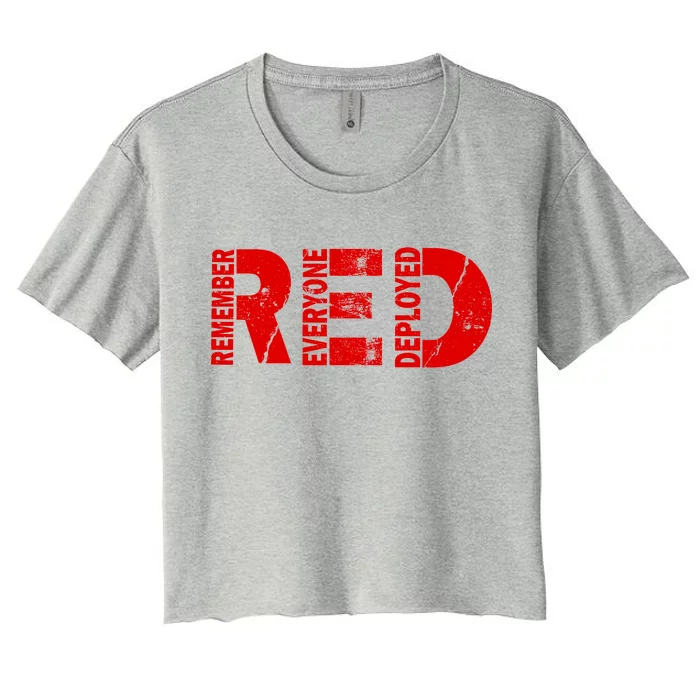 Red Friday Remember Everyone Deployed Women's Crop Top Tee