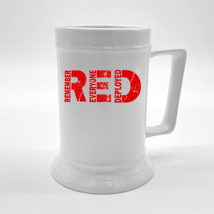 Red Friday Remember Everyone Deployed Front & Back Beer Stein