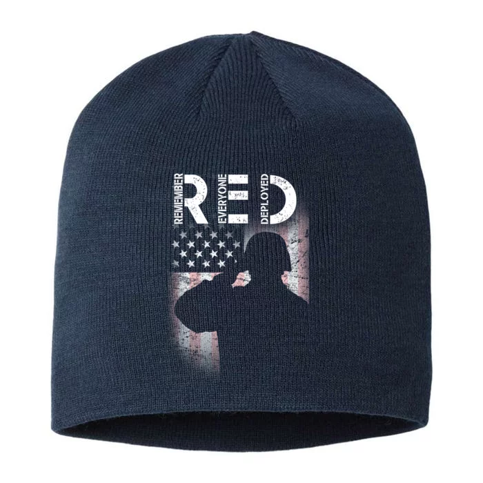 Red Friday Remember Everyone Deployed Flag 8 1/2in Sustainable Knit Beanie