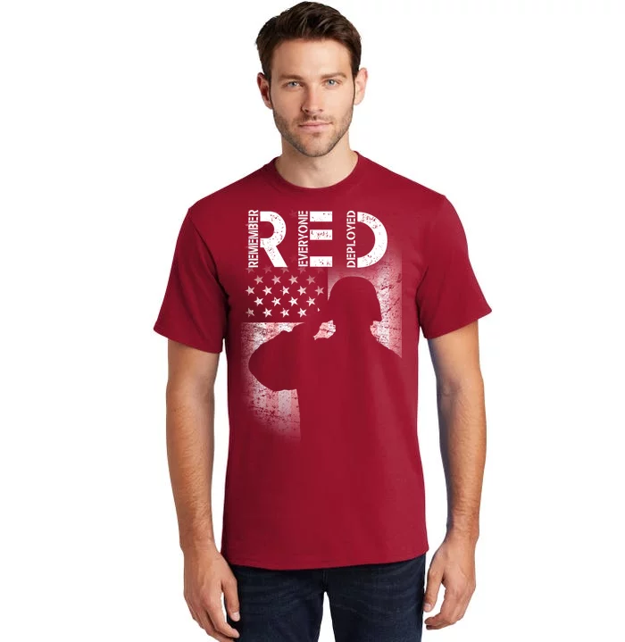 Red Friday Remember Everyone Deployed Flag Tall T-Shirt