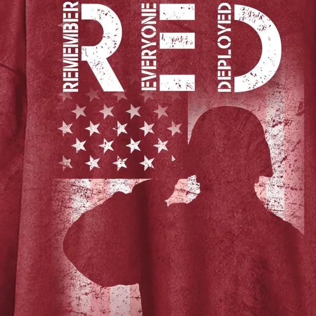 Red Friday Remember Everyone Deployed Flag Hooded Wearable Blanket