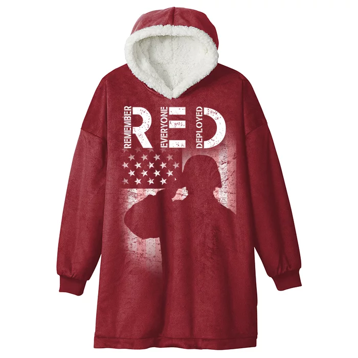 Red Friday Remember Everyone Deployed Flag Hooded Wearable Blanket