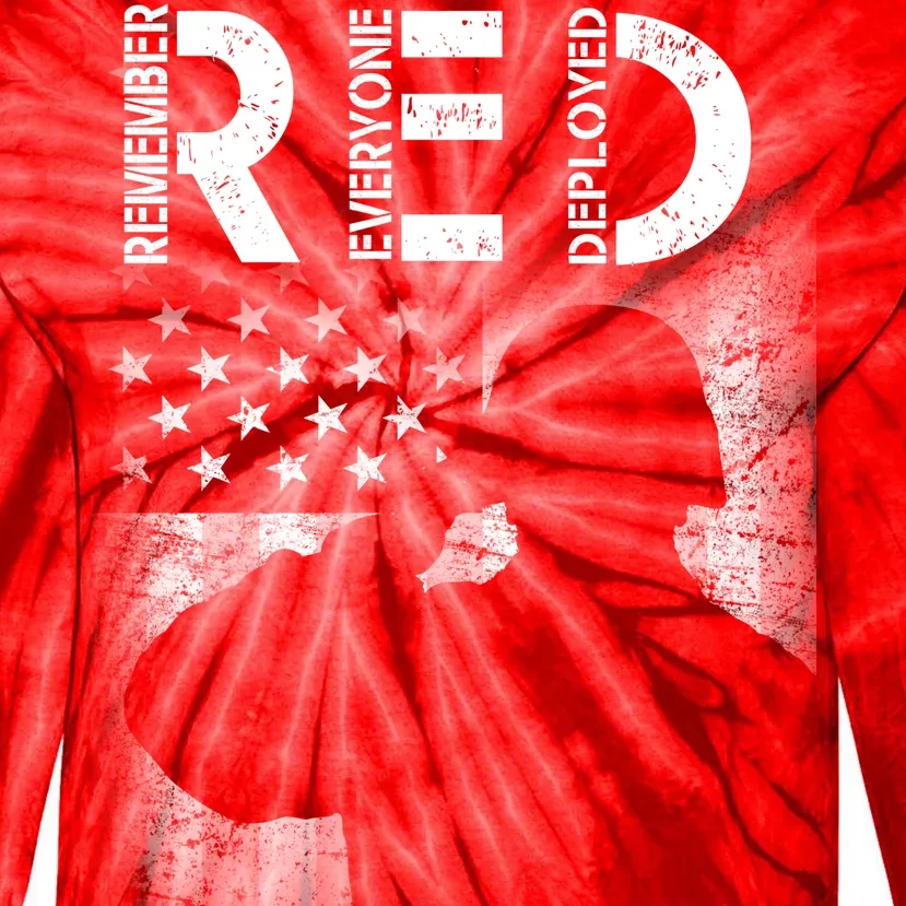 Red Friday Remember Everyone Deployed Flag Tie-Dye Long Sleeve Shirt