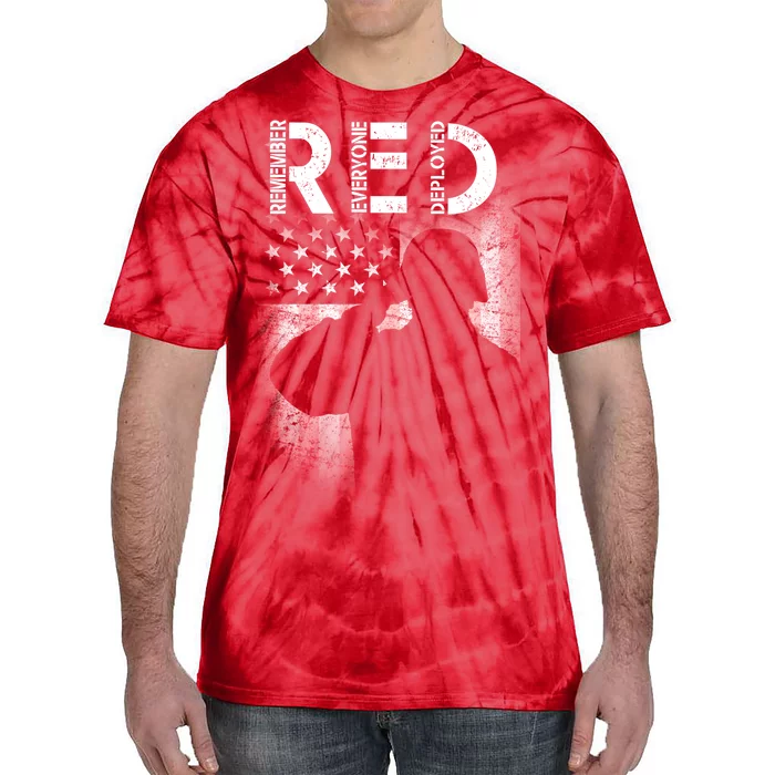 Red Friday Remember Everyone Deployed Flag Tie-Dye T-Shirt