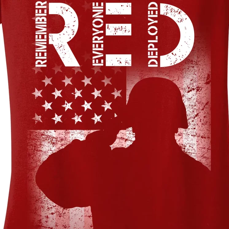 Red Friday Remember Everyone Deployed Flag Women's V-Neck T-Shirt