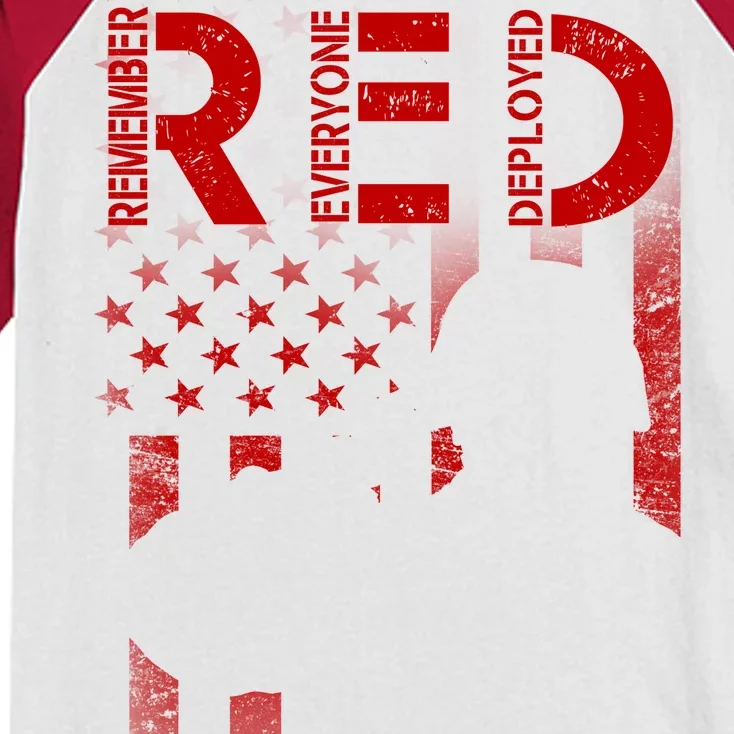 Red Friday Remember Everyone Deployed Flag Kids Colorblock Raglan Jersey