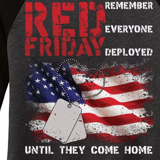 Red Friday Remember Until They Come Home Women's Tri-Blend 3/4-Sleeve Raglan Shirt