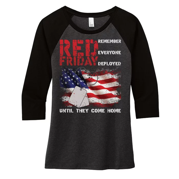 Red Friday Remember Until They Come Home Women's Tri-Blend 3/4-Sleeve Raglan Shirt