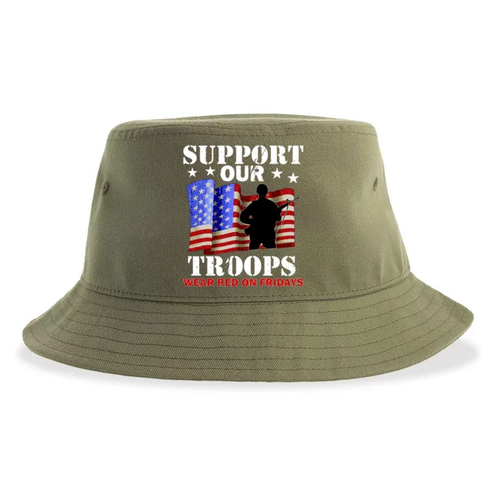 Red Friday Support Our Troops Sustainable Bucket Hat