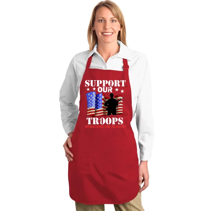 Red Friday Support Our Troops Full-Length Apron With Pocket