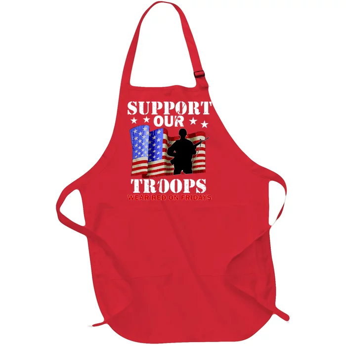 Red Friday Support Our Troops Full-Length Apron With Pocket