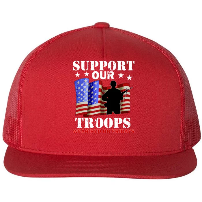 Red Friday Support Our Troops Flat Bill Trucker Hat