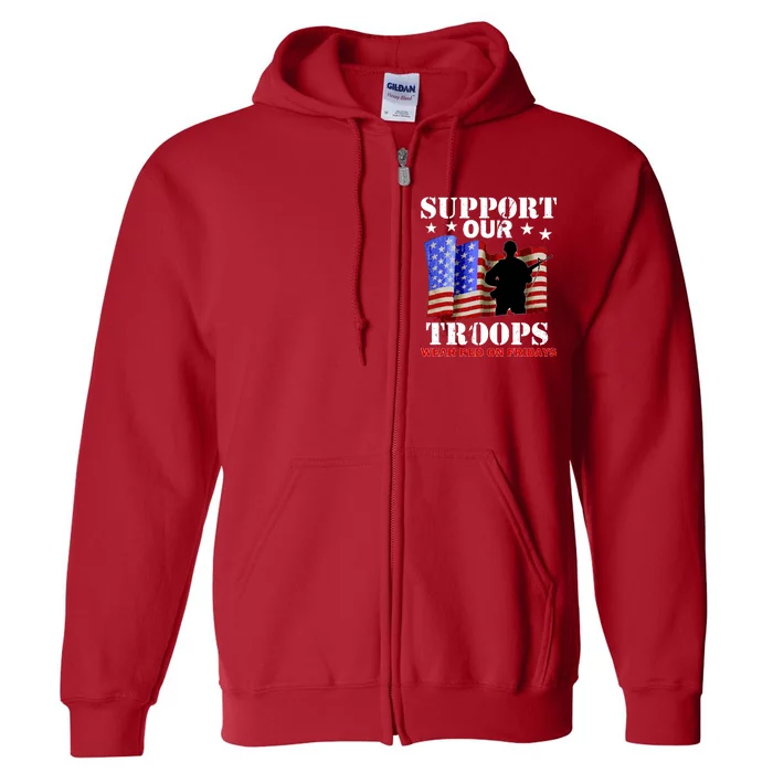 Red Friday Support Our Troops Full Zip Hoodie