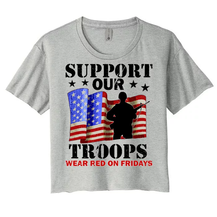 Red Friday Support Our Troops Women's Crop Top Tee