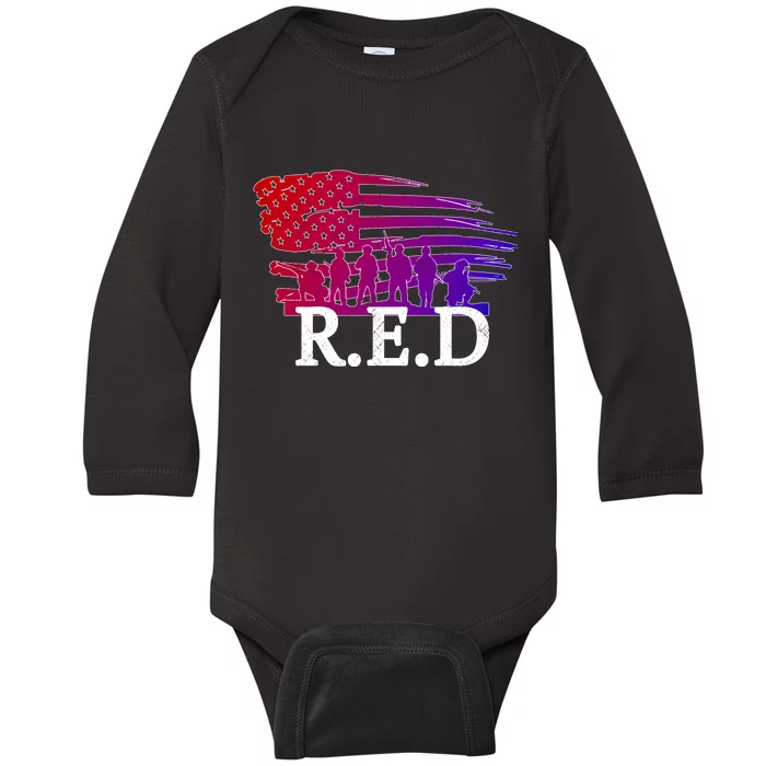 Red Friday Troopers Flag Baby Long Sleeve Bodysuit