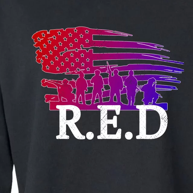 Red Friday Troopers Flag Cropped Pullover Crew